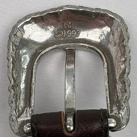 Vintage 90s Donna Katz Leather Western Concho Belt Brown Silver Tone Size M main image 8